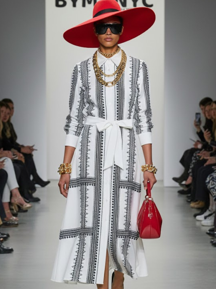 Maxi Dress New Collection BYMANYC ® New York • Black & White Geometric Print-0