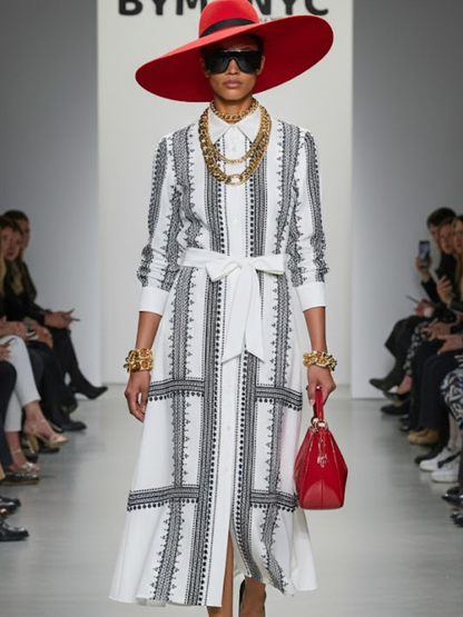 Maxi Dress New Collection BYMANYC ® New York • Black & White Geometric Print-0