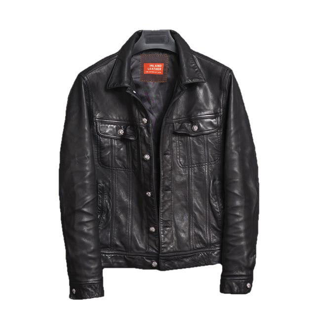Brix Men's Leather Jacket Sheepskin Coat-2