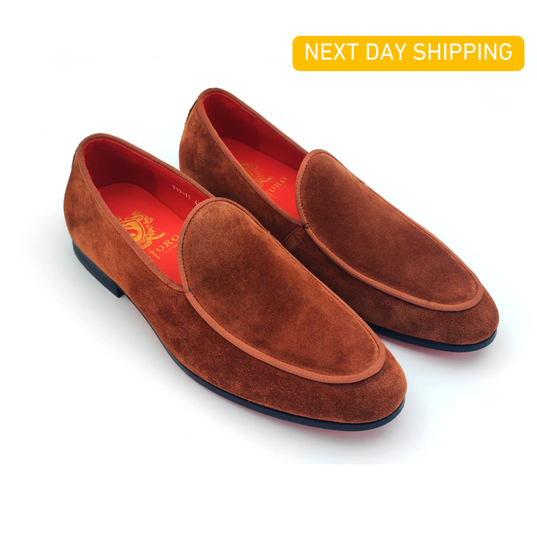 Slipper Loafers - Tobacco Suede Loafers-0