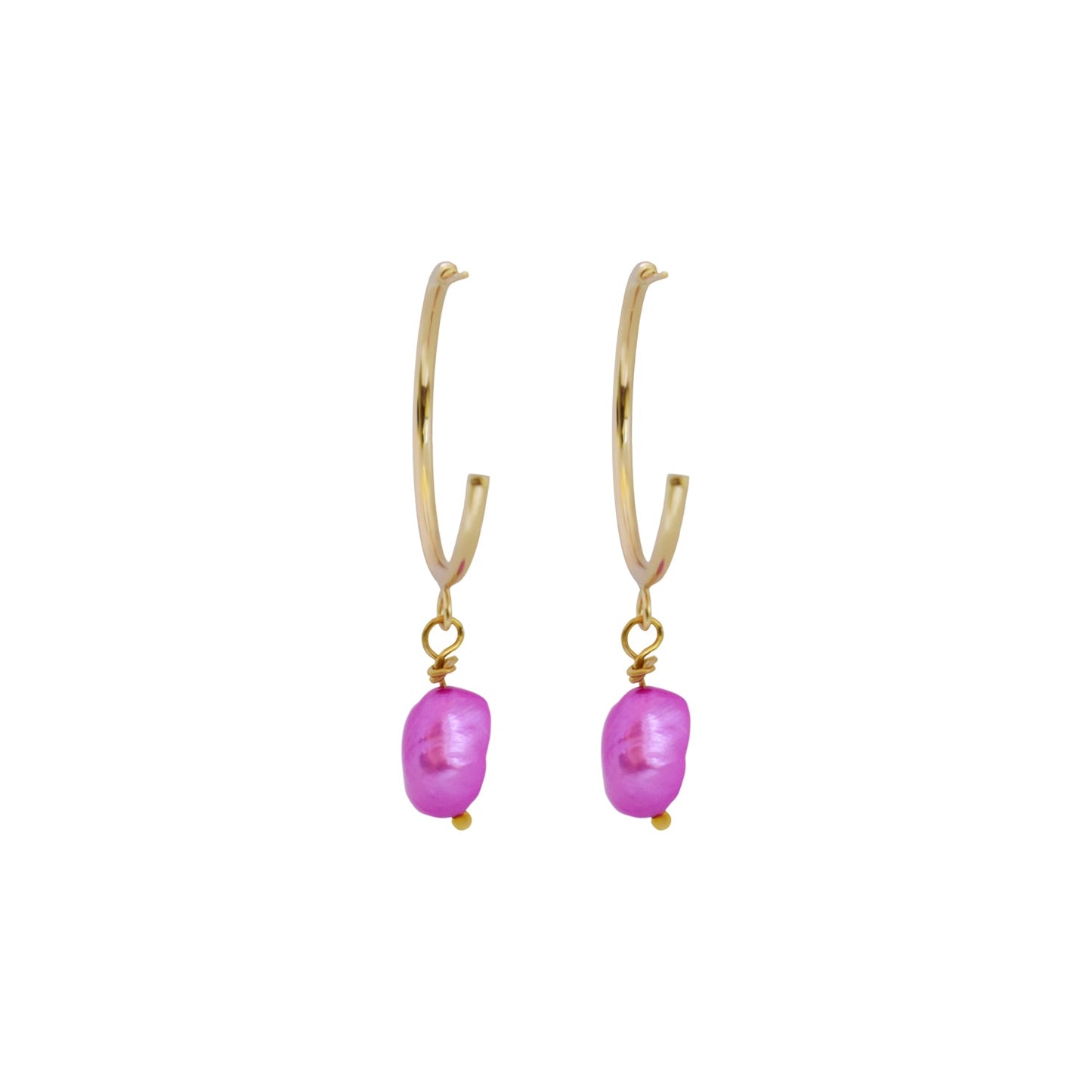 Pink freshwater pearl hoop earrings | by Ifemi Jewels-3