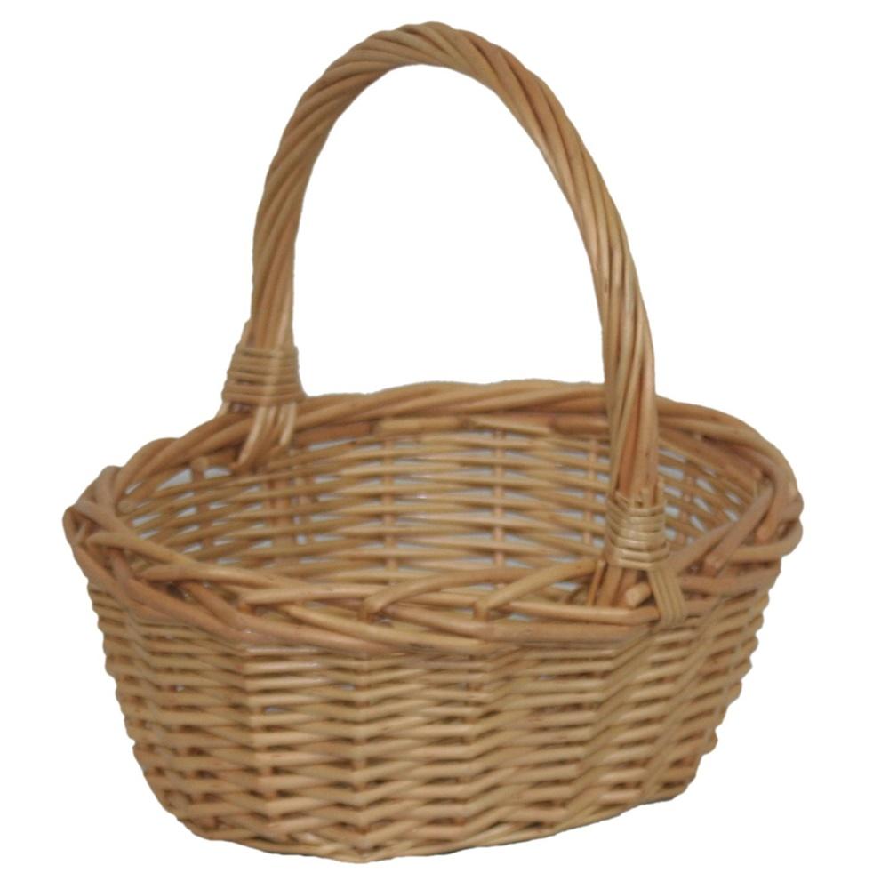Mini Oval Buff Wicker Shopping Basket-0