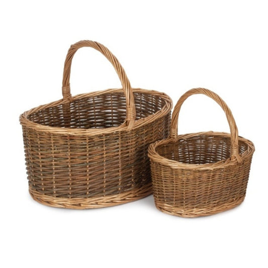 Unlined Country Oval Wicker Shopping Basket