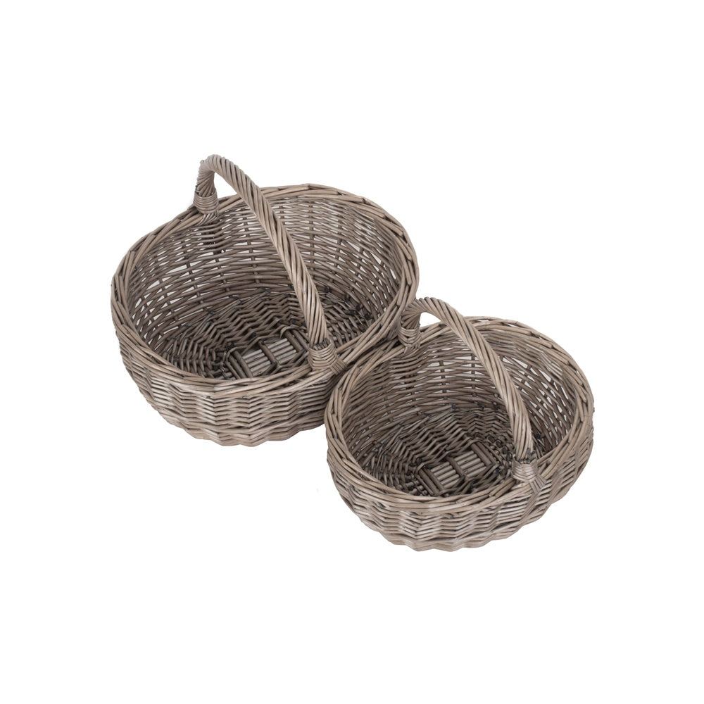 Unlined Antique Wash Wicker Bathroom Shopping Basket-2