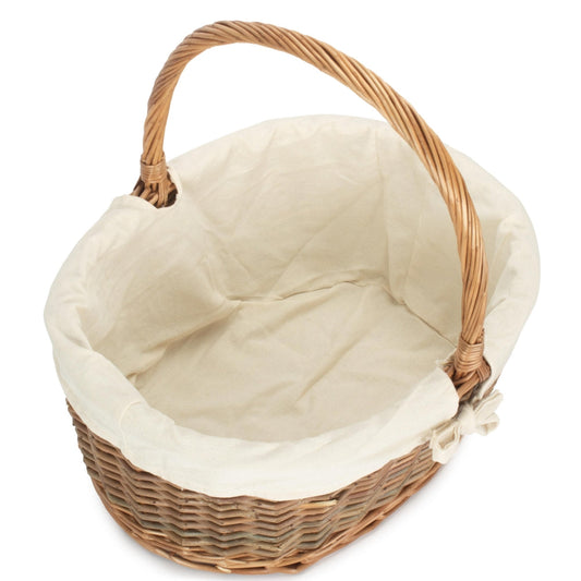Oval Unpeeled Willow Shopping Basket With White Lining
