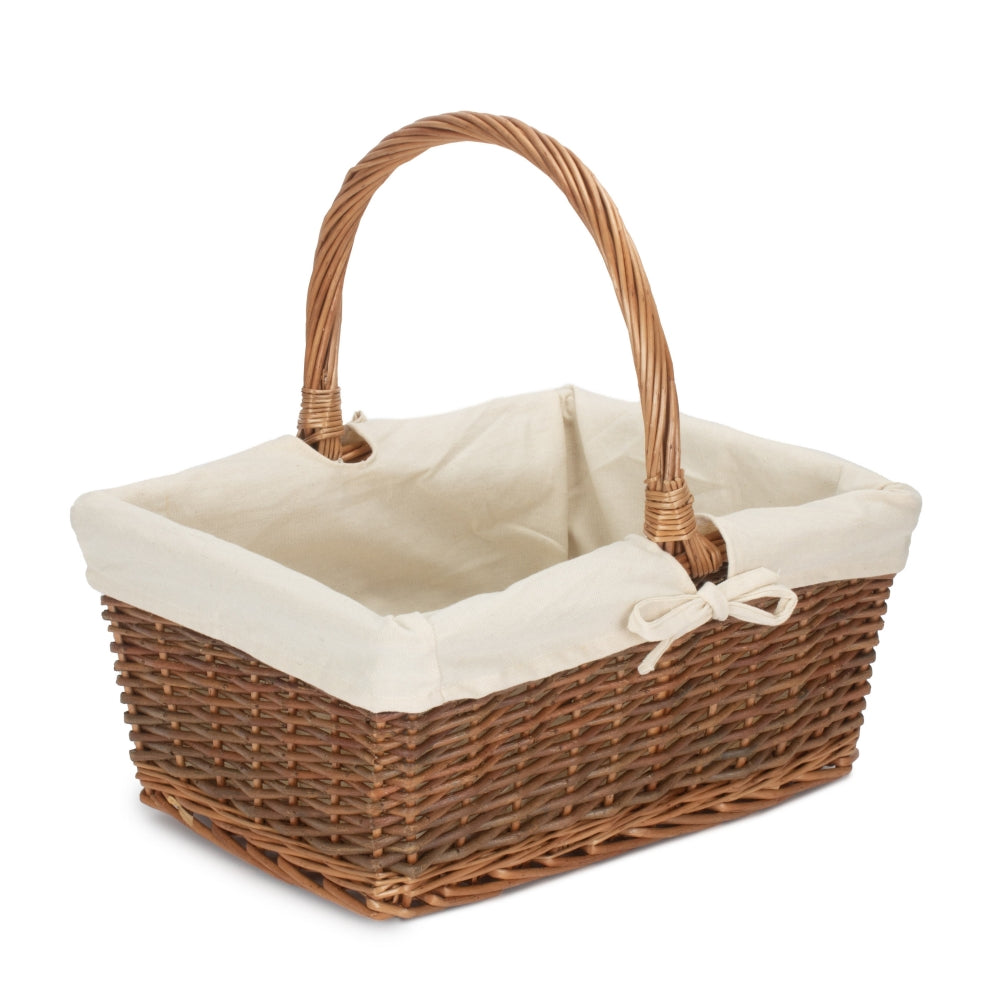 Rectangular Unpeeled Willow Shopping Basket With White Lining-1