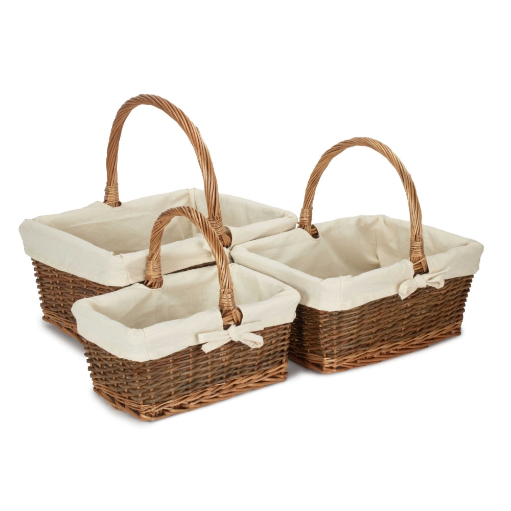 Rectangular Unpeeled Willow Shopping Basket With White Lining-3