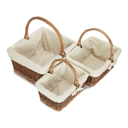 Rectangular Unpeeled Willow Shopping Basket With White Lining-2