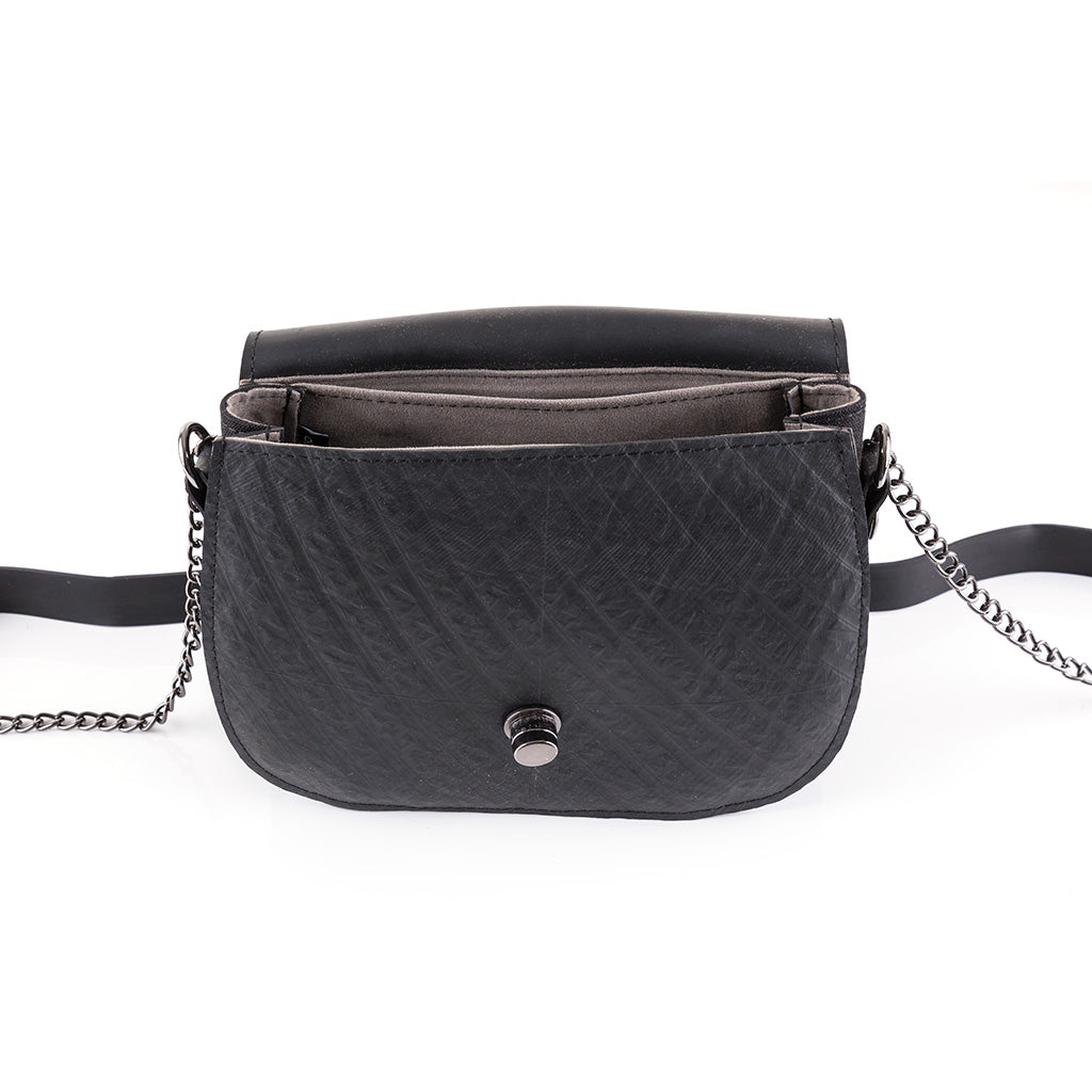 Becca Classic Black Vegan Saddle Bag-2