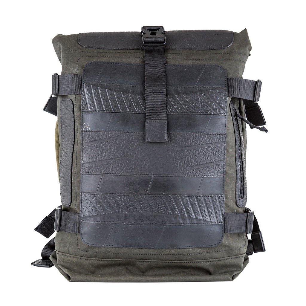 Water Resistant Roll Top Vegan Backpack-0