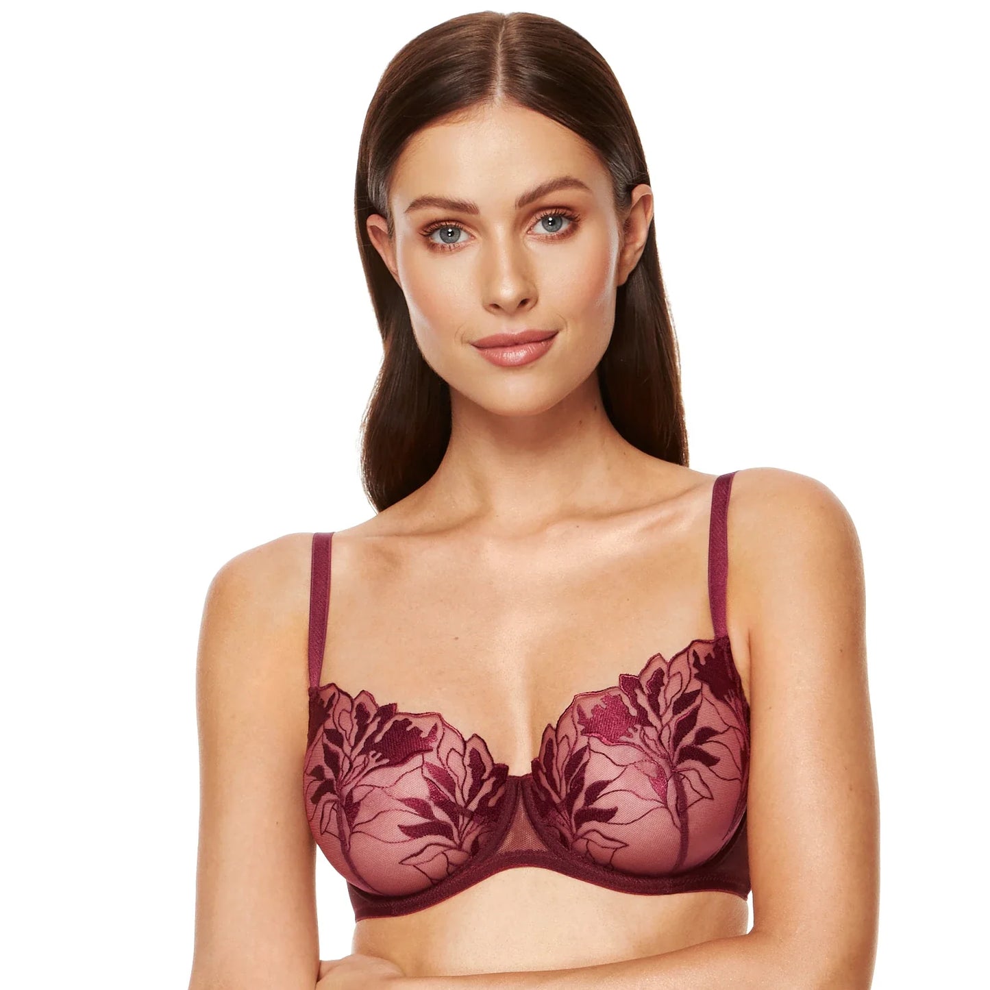 Transparent Demi Underwire Bra Gorteks Coco Burgundy-0