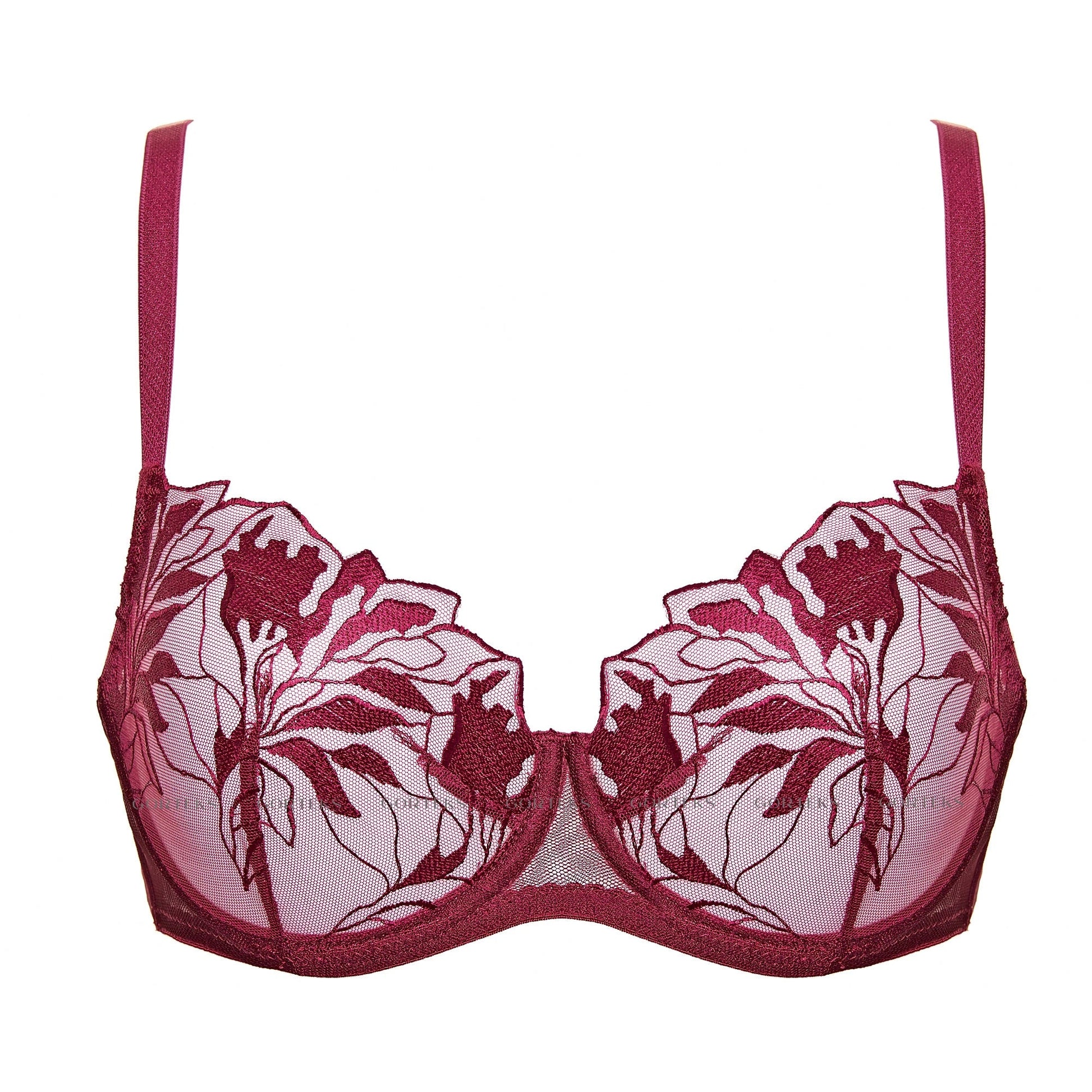 Transparent Demi Underwire Bra Gorteks Coco Burgundy-2