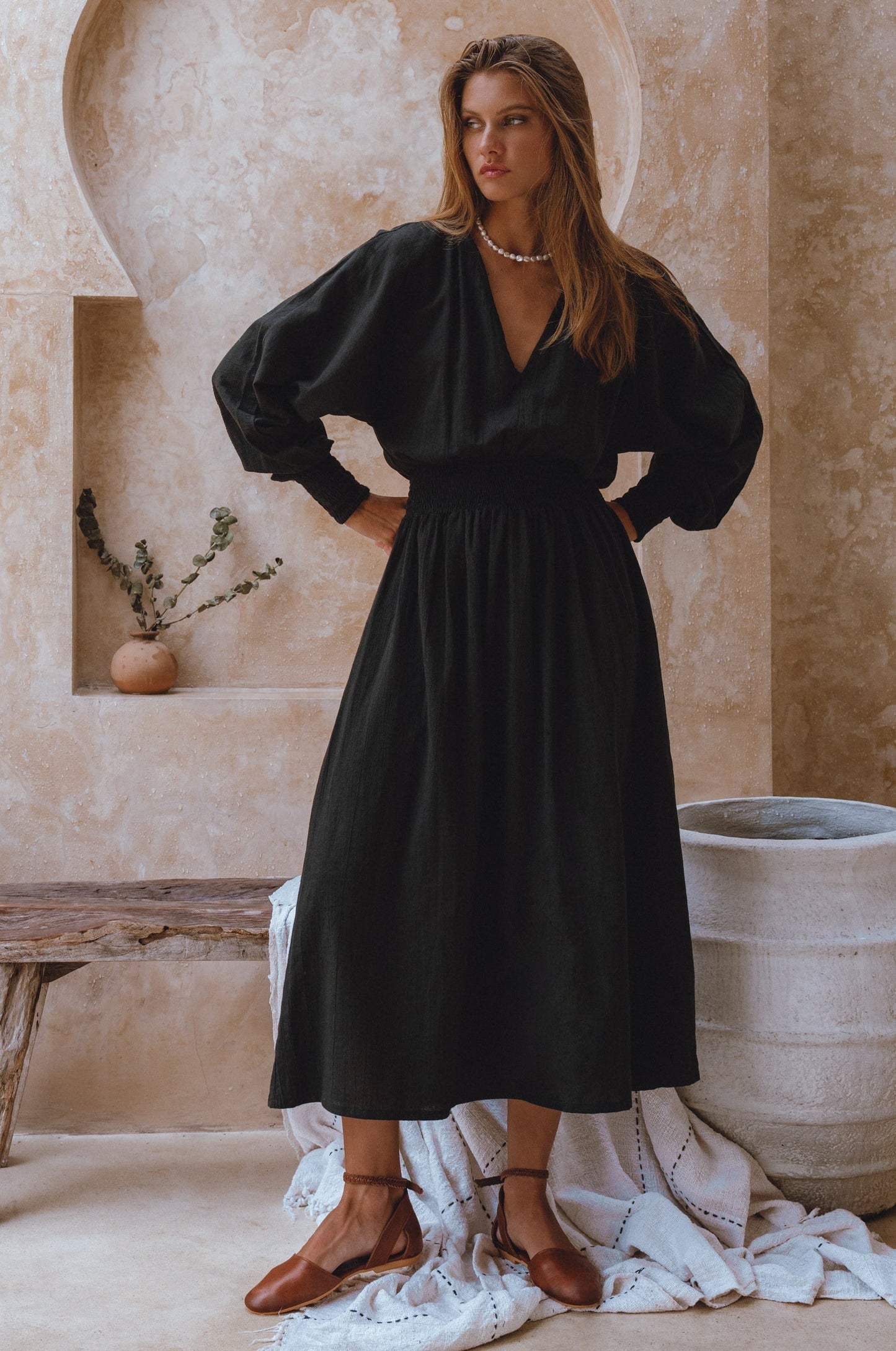 Carla Long Sleeve Linen Dress-6