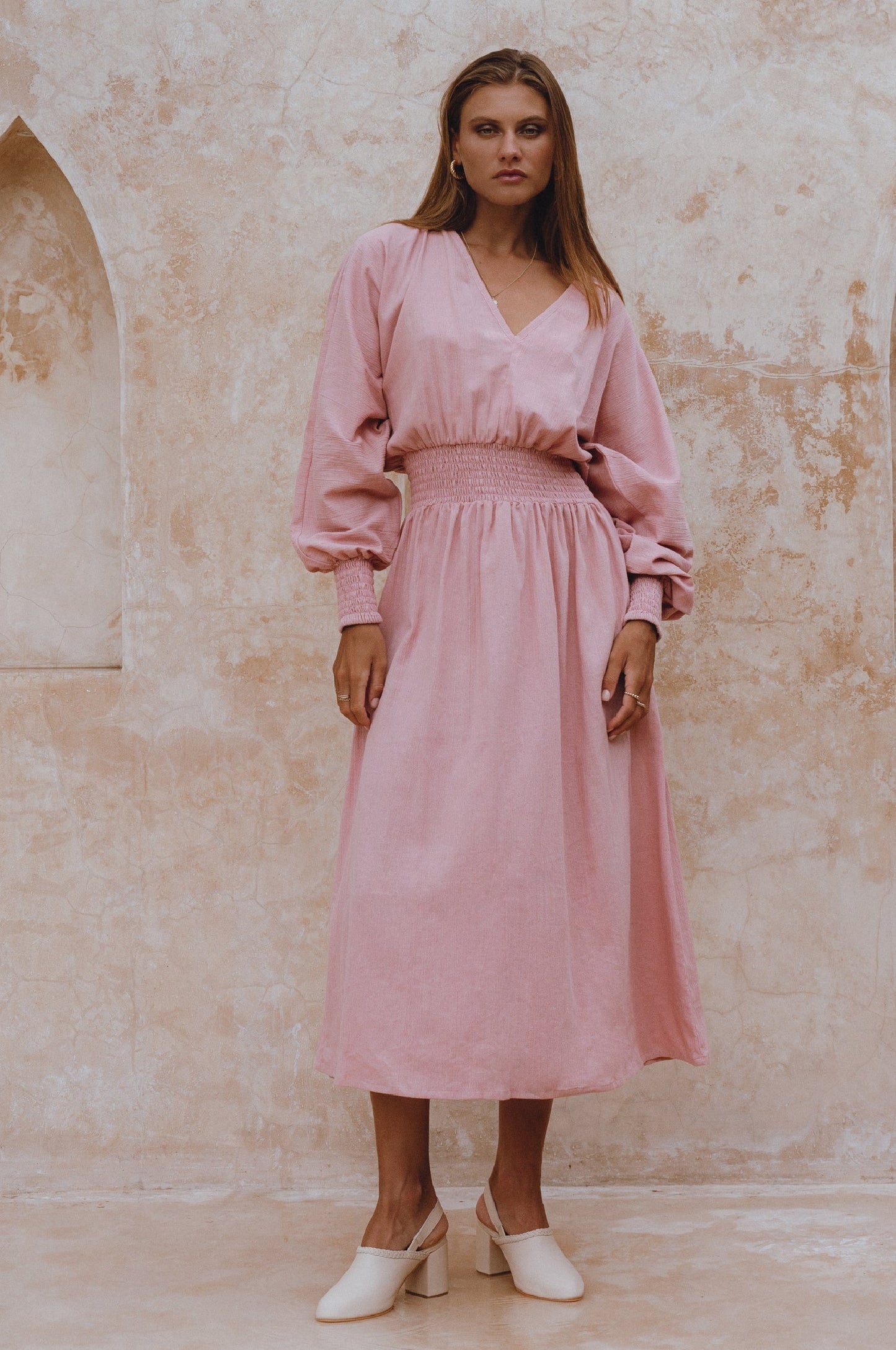 Carla Long Sleeve Linen Dress-5