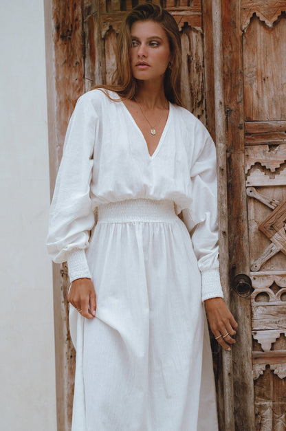 Carla Long Sleeve Linen Dress-3