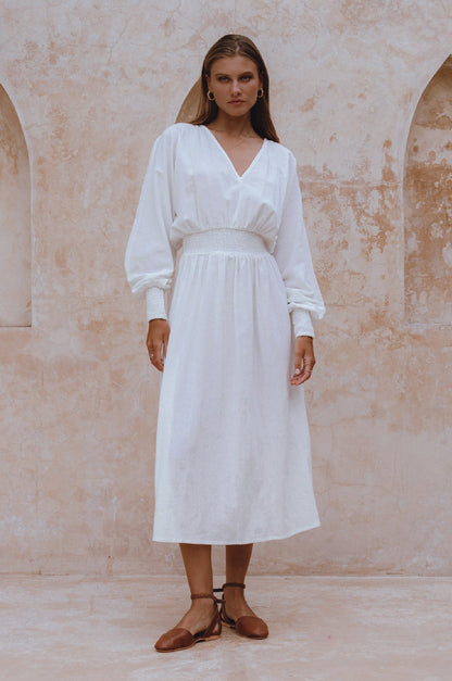 Carla Long Sleeve Linen Dress-0