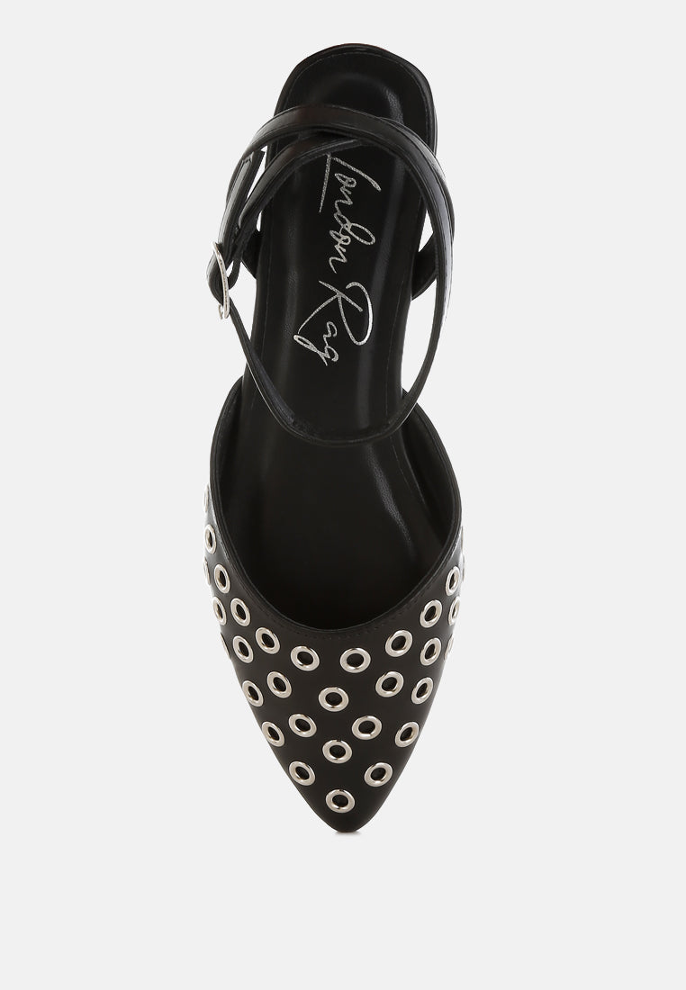 Chalcis Metallic Eyelet Detail Flat Sandals-3