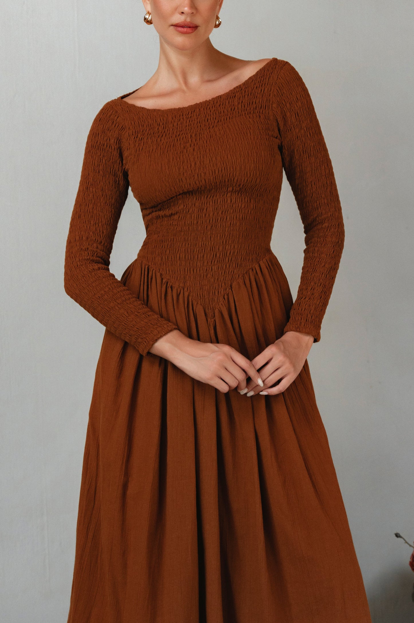 Chantilly Long Sleeve Smocked Dress-1