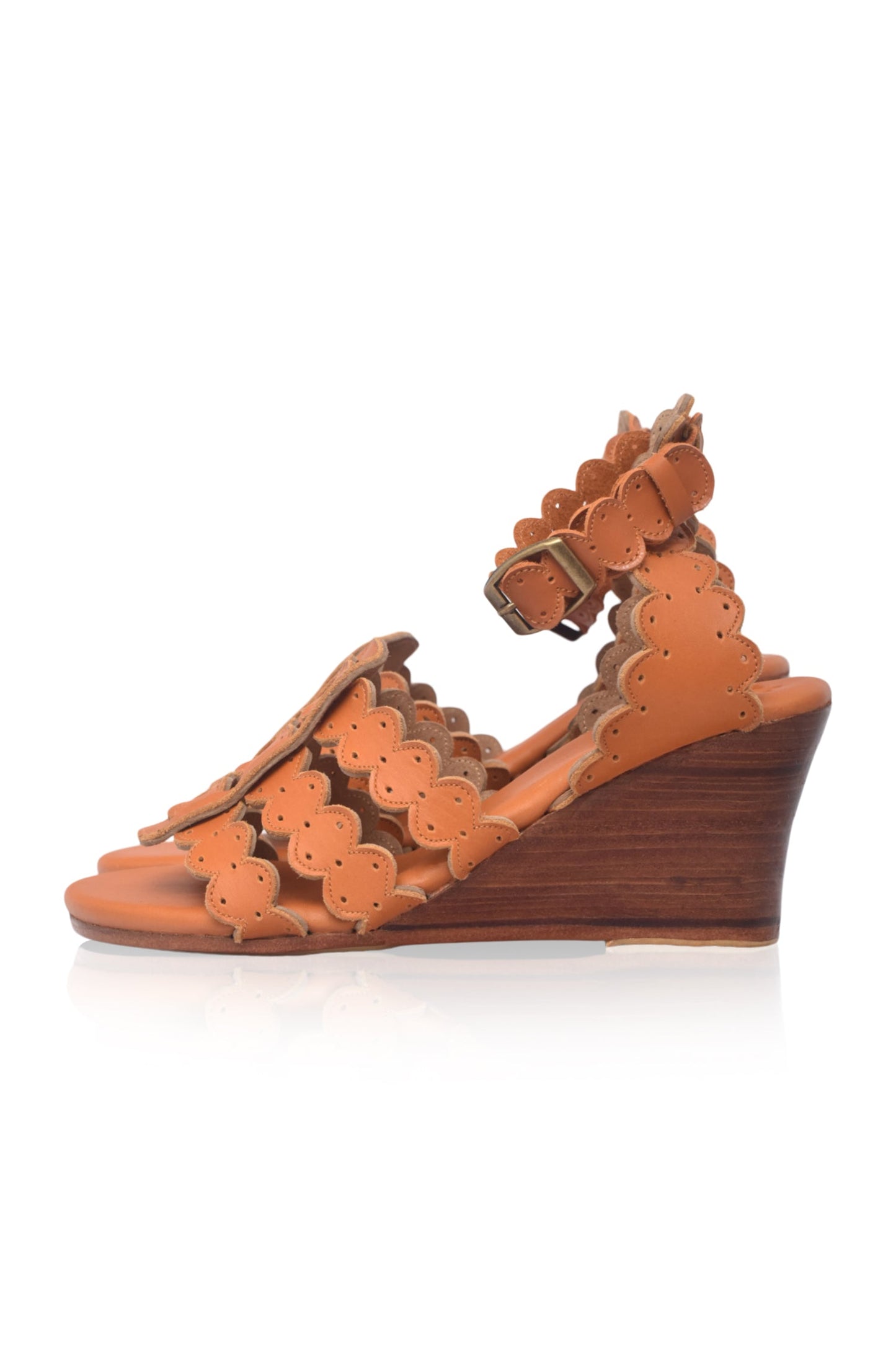 Charm Leather Wedge Sandals-1