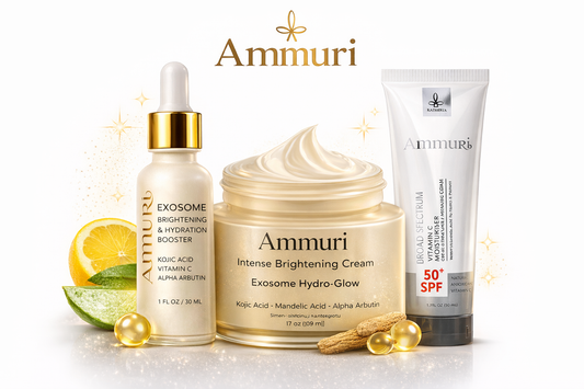 Ammuri Lightening Permanent Whitening Set Kojic Acid Serum Exosome Cream SPF 50-0