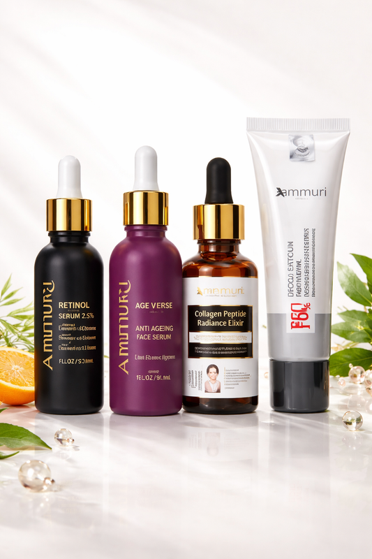 Ammuri Anti Ageing Set Retinol Collagen Serum + SPF 50 Cream Wrinkle Repair Glow-0