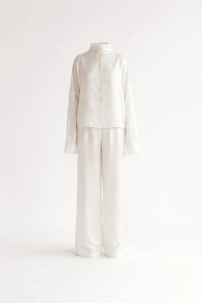 Silk/Linen Clothing Set - White-0