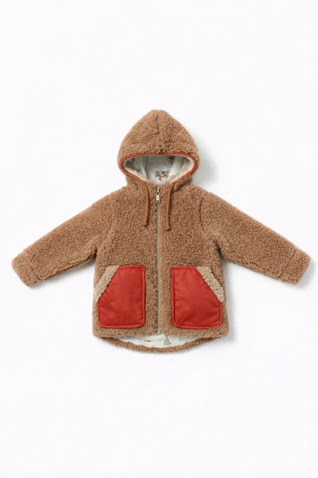Baby/Kid Jacket in Teddy Wool - Melange Brown-0