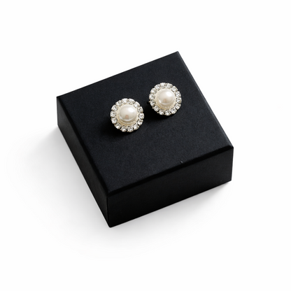 Diamond Pearl Stud Earrings ~ Cameron-2