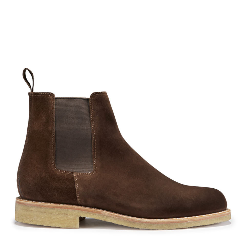 Brown Suede Chelsea Boots, Crepe Rubber Welted Sole-0