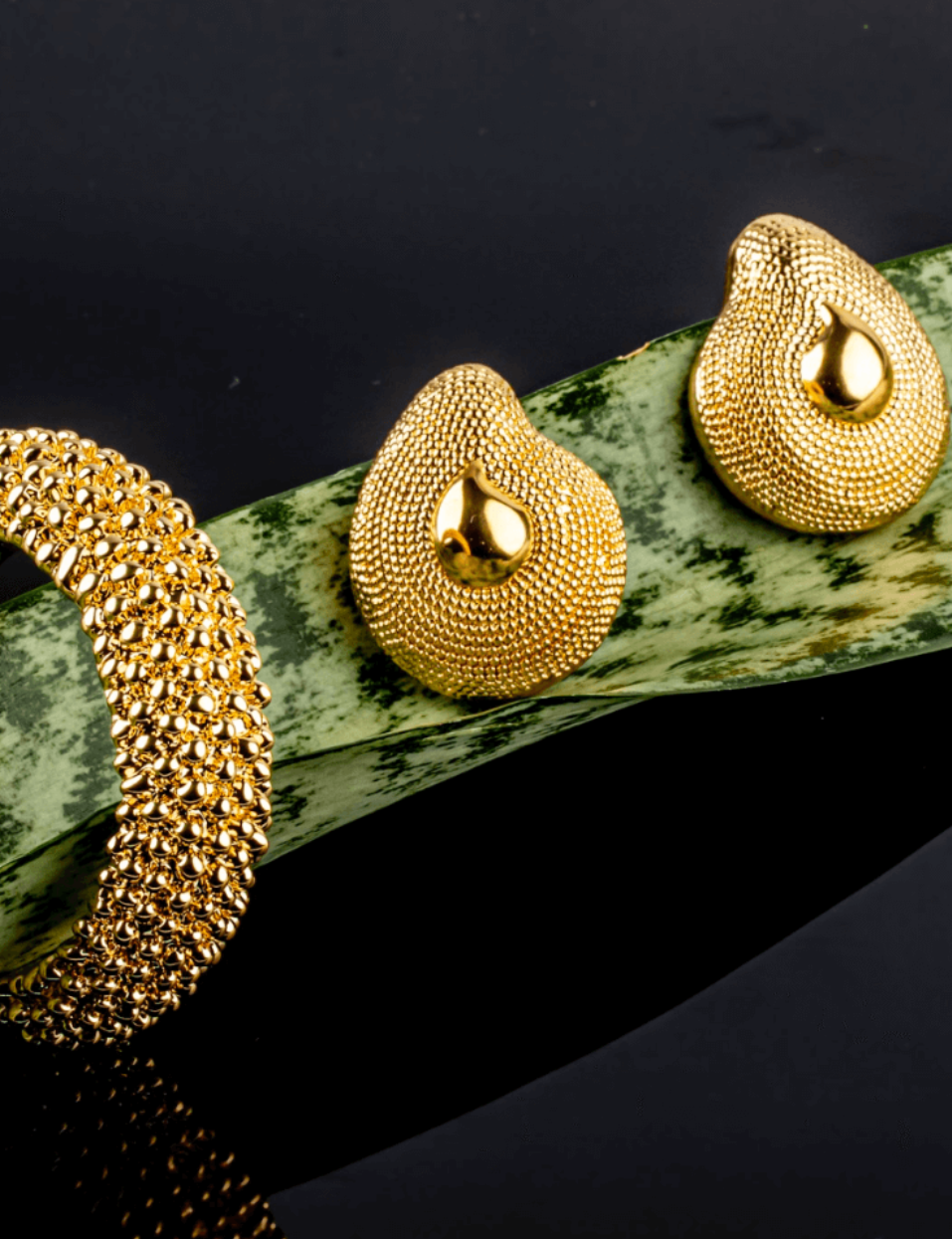 Chiara Textured Dome Drop Earrings-2