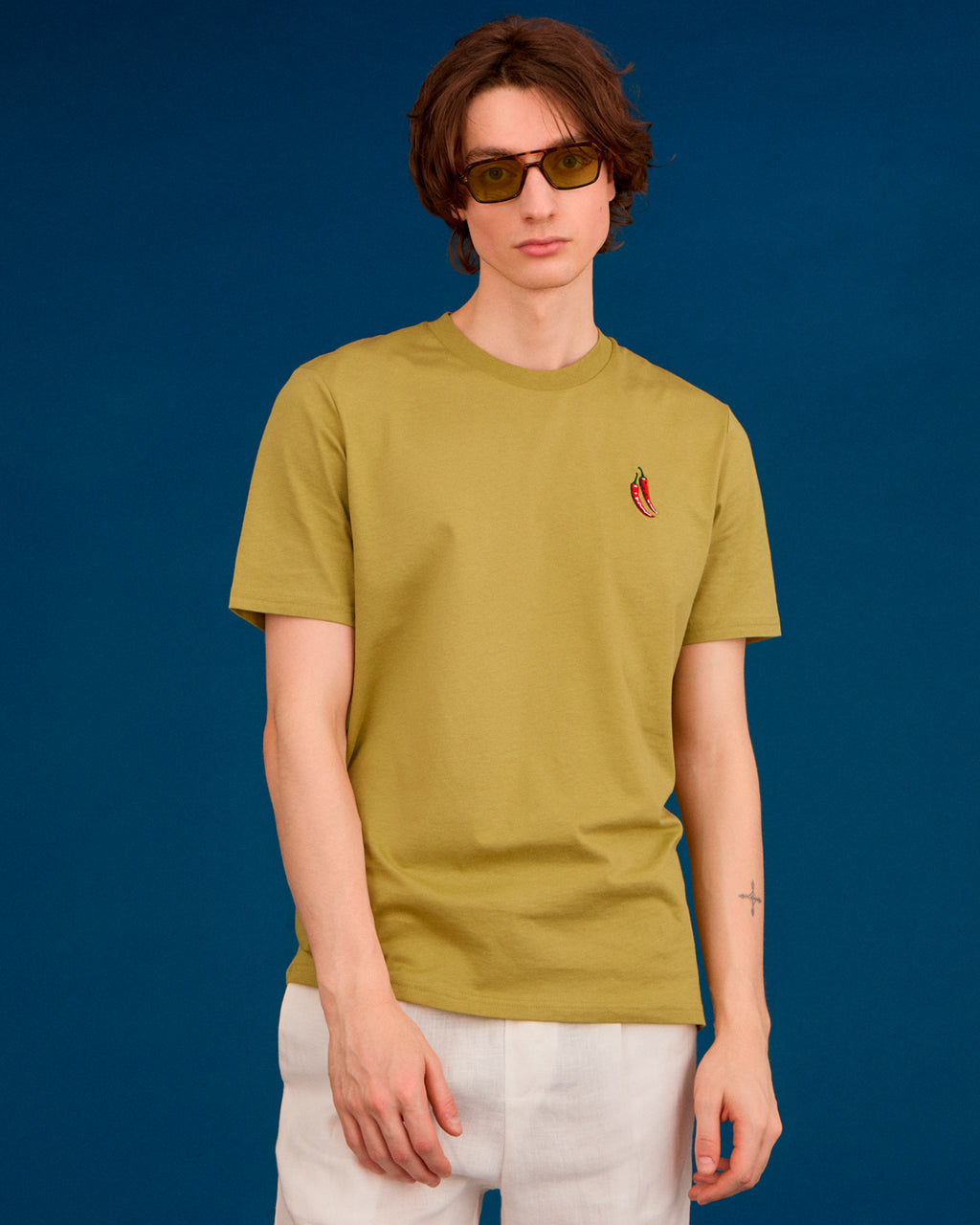 Chilli Embroidered Organic Cotton T-Shirt Green-2