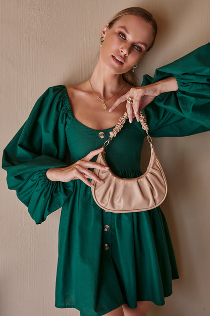 Chloie Empire Waist Linen Mini Dress (Sale)-4