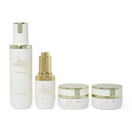 Klara’s Complete Facial Skincare Routine Set (4-Step System) – Cleanser, Day Cream, Night Cream & Peptide Serum in Glass Containers-0