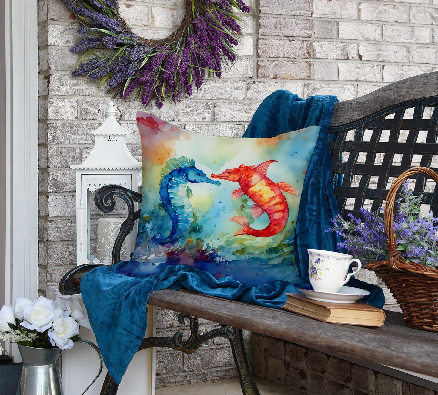 Seahorses Throw Pillow-3