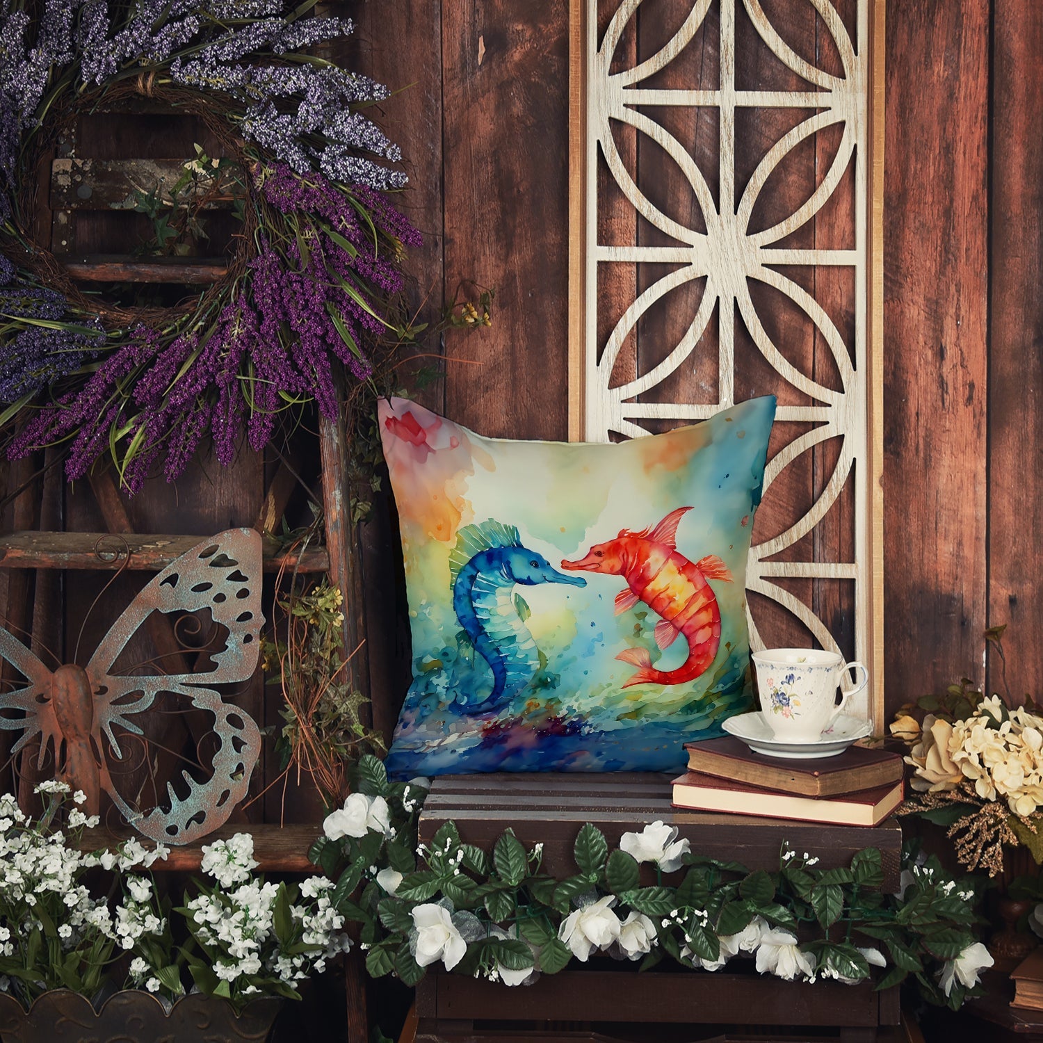 Seahorses Throw Pillow-4
