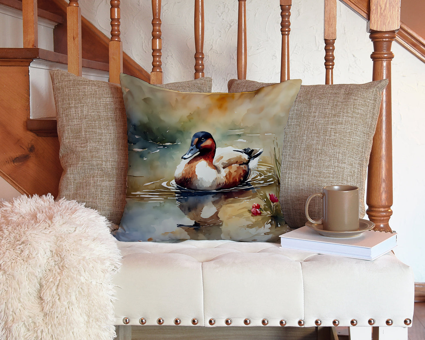 Canvasback Throw Pillow-2