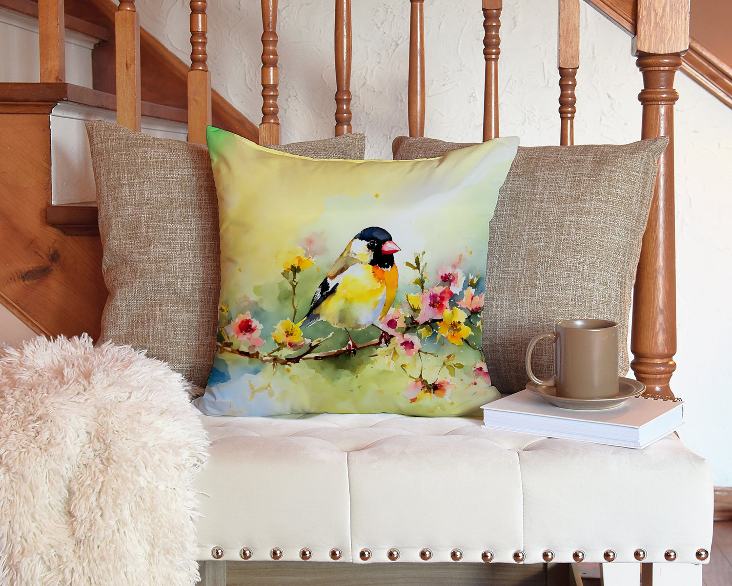 Goldfinch Throw Pillow-2