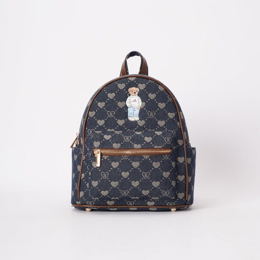 Signare London - B-Loved Small Rucksack on Blue Denim Monogram-0
