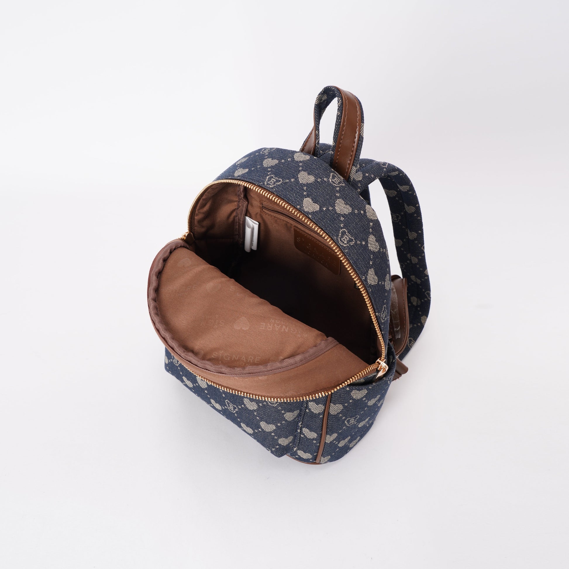 Signare London - B-Loved Small Rucksack on Blue Denim Monogram-3