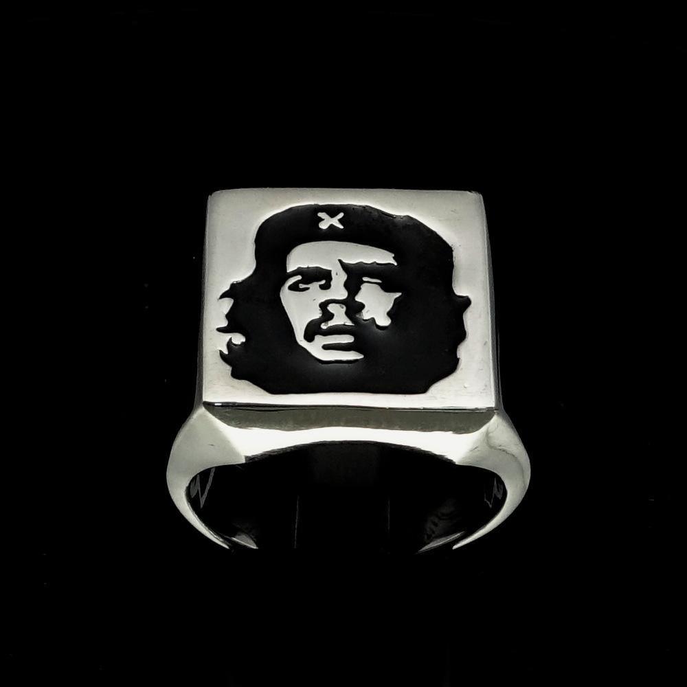 Excellent crafted Men's Revolution Ring Black Socialist - Sterling Silver-0