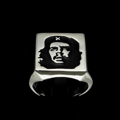 Excellent crafted Men's Revolution Ring Black Socialist - Sterling Silver-0