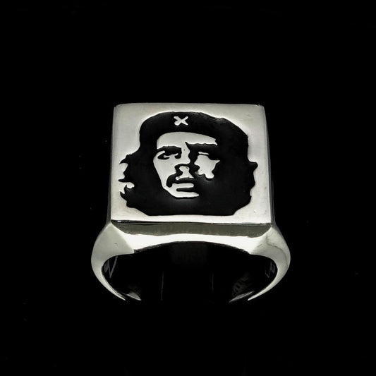 Excellent crafted Men's Revolution Ring Black Socialist - Sterling Silver-0