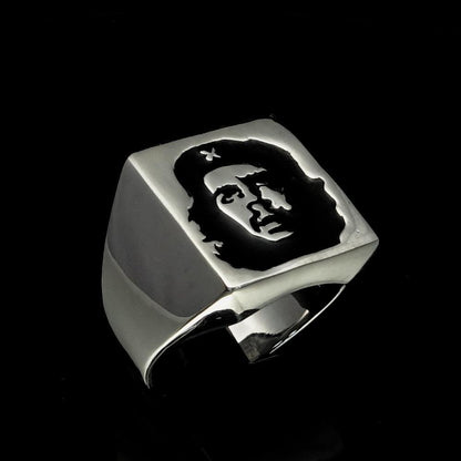 Excellent crafted Men's Revolution Ring Black Socialist - Sterling Silver-1