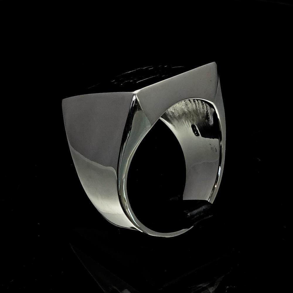 Excellent crafted Men's Revolution Ring Black Socialist - Sterling Silver-3