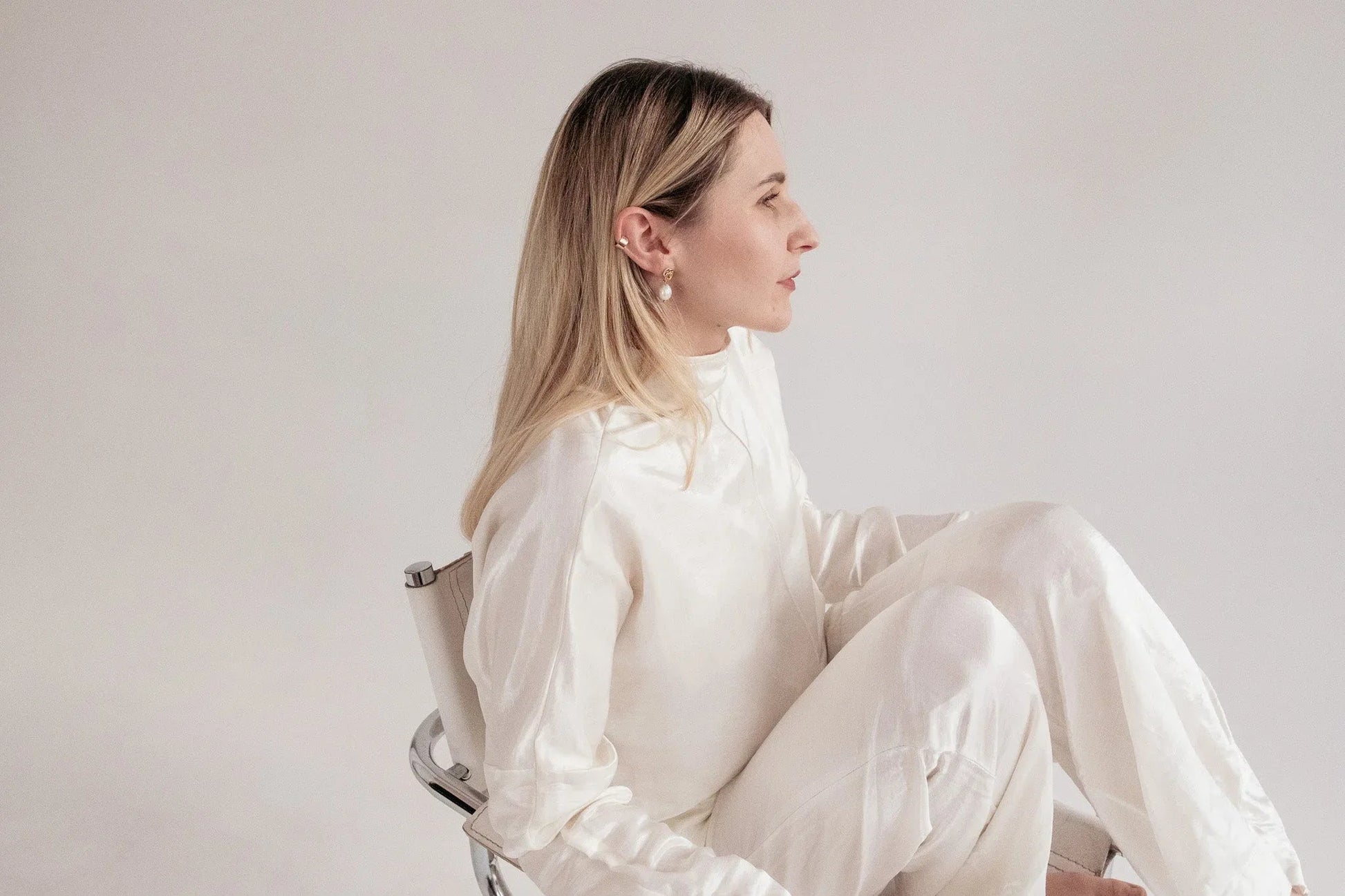Silk/Linen Clothing Set - White-4