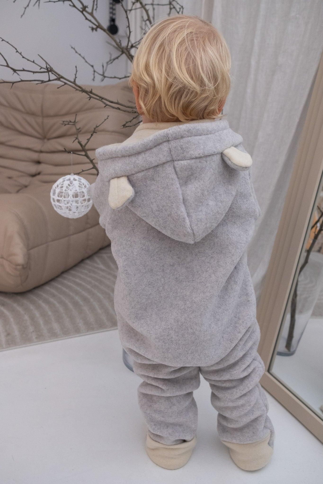 Baby/Kid Virgin Wool Overall - Grey-4