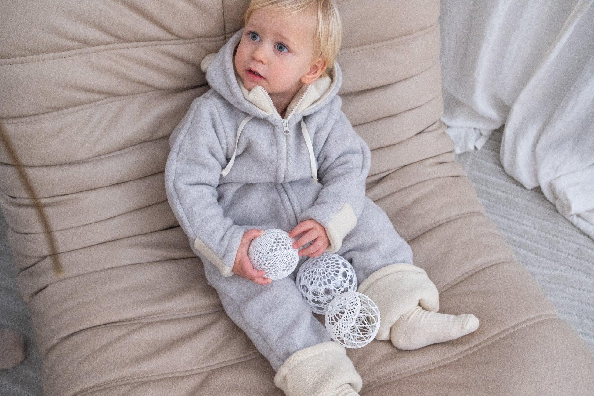 Baby/Kid Virgin Wool Overall - Grey-2