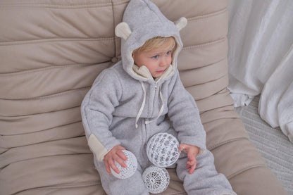 Baby/Kid Virgin Wool Overall - Grey-1