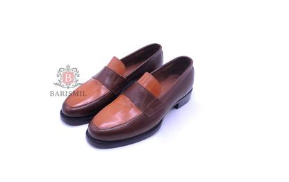 Houston | Two-Tone Brown Leather Loafers-3