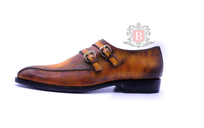Walter II - Cognac Double Strap Monk Shoes-4